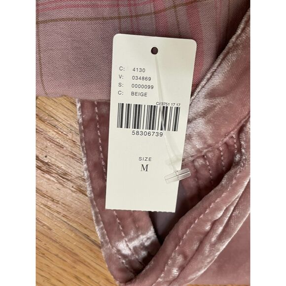 Anthropologie Melody Women's Dress Tunic Mini Velvet Boho Split Neck M Pink - Picture 4 of 10